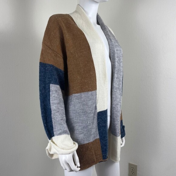 Fable Size M Colorblock Open Front Cardigan Sweater Relaxed Fit Loungewear - Picture 10 of 13